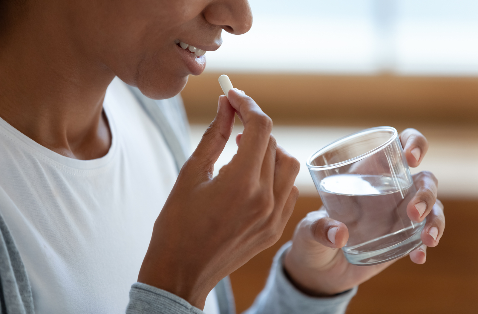 Women taking medication which may be causing her dry eye to occur from side effects